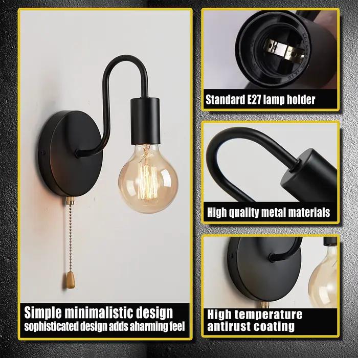 Applique industrielle nordique fer noir E27 éclairage intérieur chevet salle de bain chambre lampe a