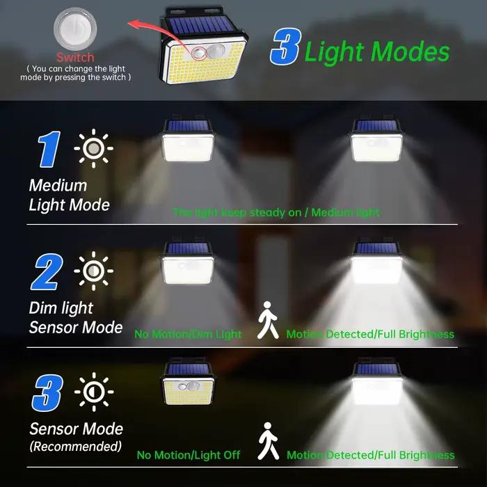 Applique murale solaire imperméable avec capteur de mouvement, imperméable conforme à la norme IP67,