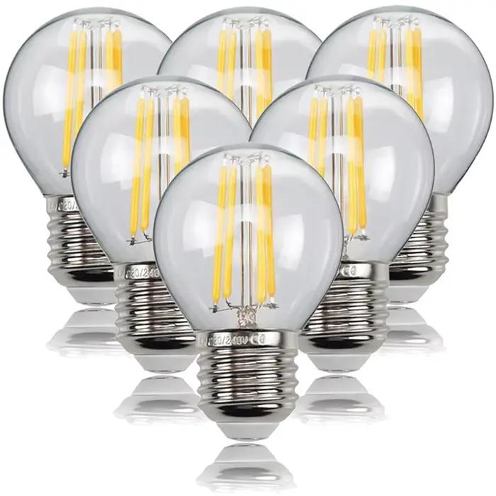 6 pcs/lot 4 w 8 w 12 w E27 E14 lampe à LED claire 220 v G45 LED ampoule chaud/froid blanc Filament E
