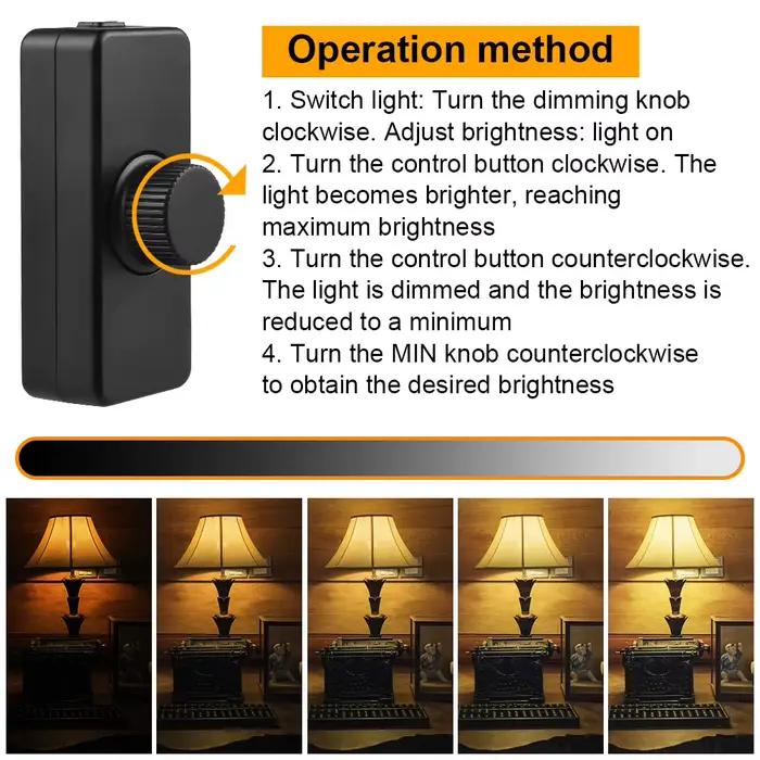 Variateur led en ligne, variateur rotatif marche/arrêt et bouton de commande intégré pour ampoules l