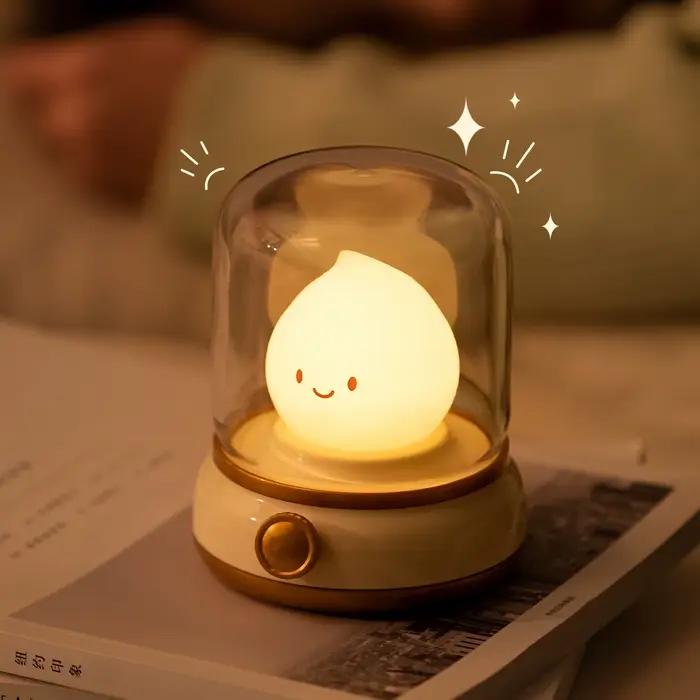 Mini lampe de nuit LED de bureau mignonne, lampe de table de dessin animé portable, aste par USB, cr