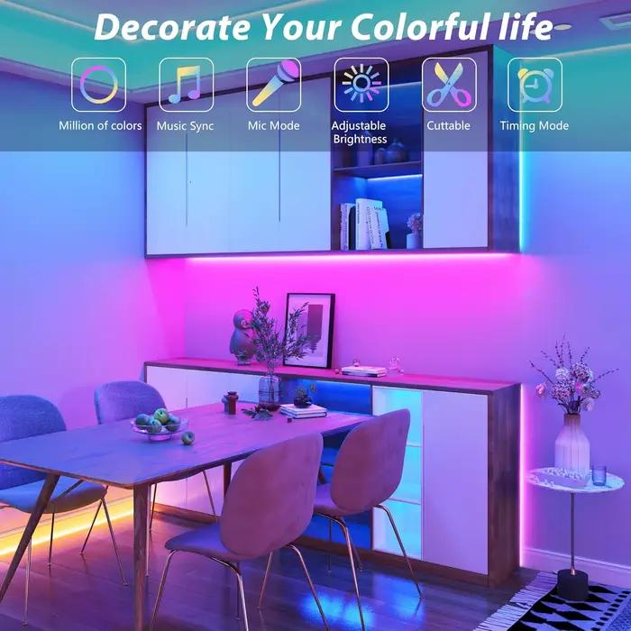Ruban LED avec télécommande 44 touches, 1m, 5m, 10m, 20m, bande LED RGB pour mur, chambre, décoration de fête, rétroéclairage TV