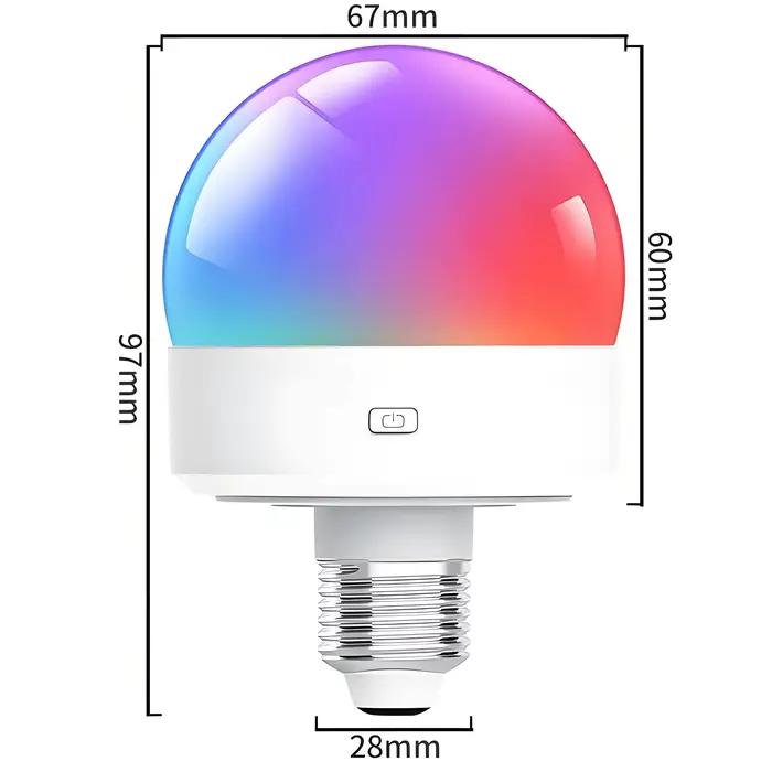 Ampoule intelligente LED Rechargeable E27 avec contrôle USB, température de couleur, 15 niveaux de luminosité, fonction minuterie RGB et télécommande
