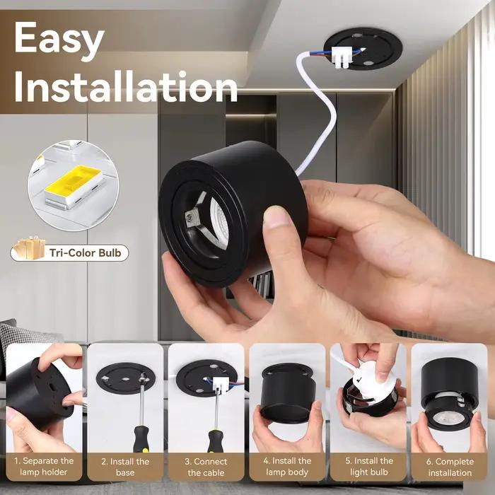 Spot LED encastrable à 3 couleurs changeantes pour la maison – Éclairage décoratif intérieur