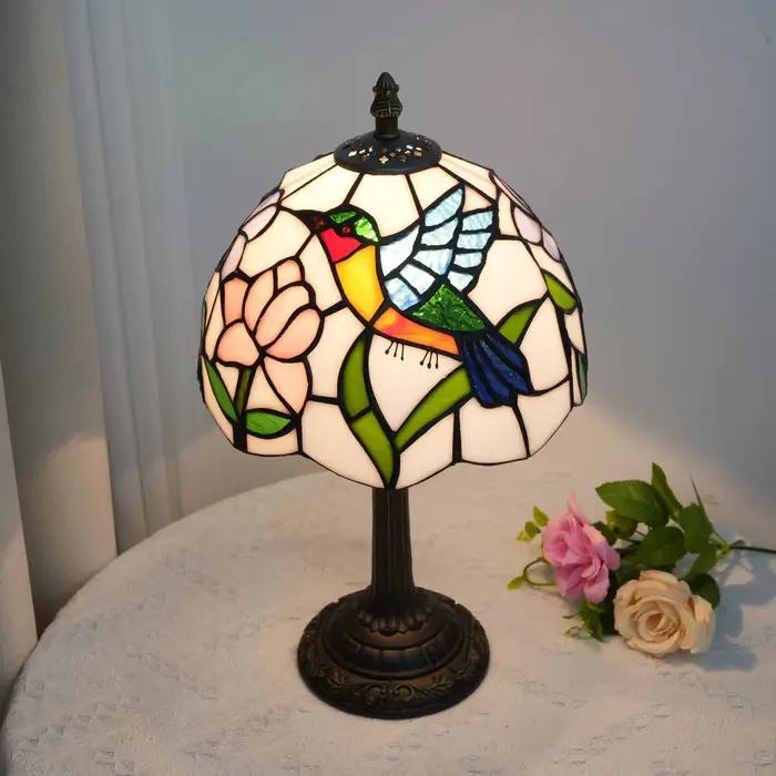 Lampe de table moderne, lampe en verre teinté style colibri, petite lampe antique de 8 pouces, pour table de chevet, chambre à coucher, salon