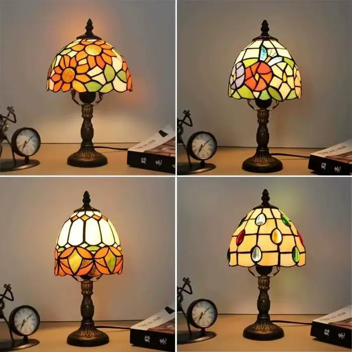 Lampe de Table baroque couleur verre abat-jour Base en résine rétro Style méditerranéen