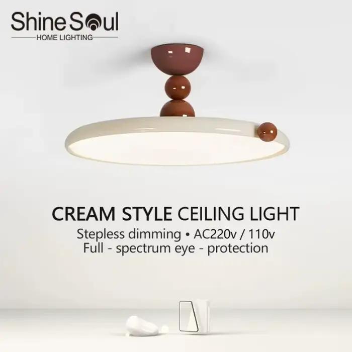 Plafonnier LED Nordique Crème Style Soucoupe Volante pour Salon, Chambre, Chevet, Salle à Manger, Hôtel, Décoration Intérieure