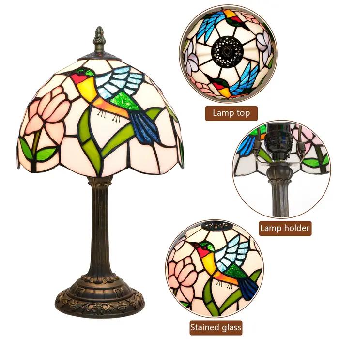 Lampe de table moderne, lampe en verre teinté style colibri, petite lampe antique de 8 pouces, pour table de chevet, chambre à coucher, salon