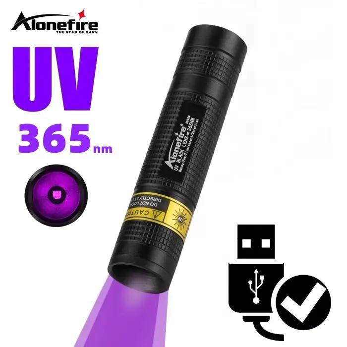 365nm Mini UV Led lampe de poche à lumière noire Usb