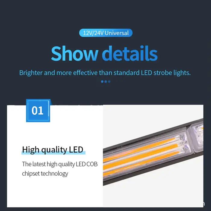 Feu d'avertissement de voiture, Flash à une rangée de 6led, forte puissance, étanche IP65, lumières stroboscopiques d'urgence pour véhicule