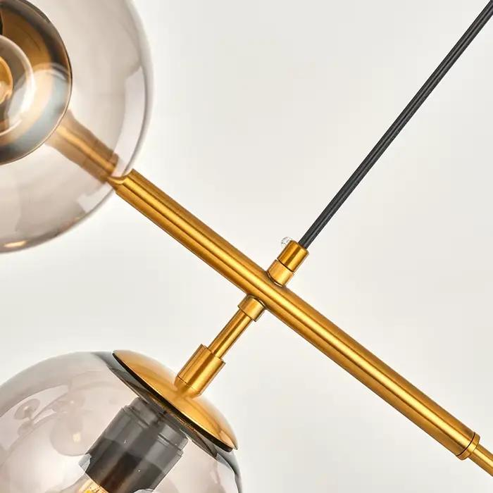 Art nordique bande verre pendentif LED lumières moderne boule de verre Suspension LOFT plafond lustre lampe à main fumée or suspension
