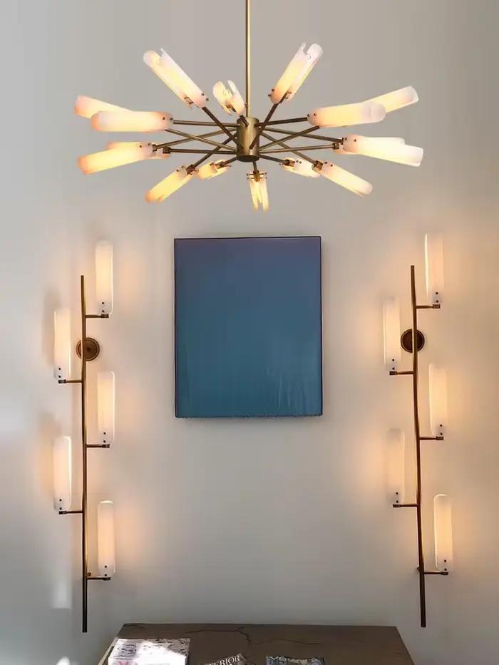 2025 moderne cuivre verre salon plafond lustre salle à manger suspension lampe TV fond allée chambre chevet applique murale