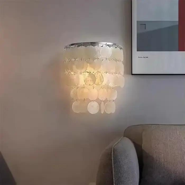 Capiz-Plafonnier LED en Forme de Coquille Chromé localité, Luminaire Décoratif d'Nik, Idéal pour un Salon, un Restaurant, un Hôtel ou une Salle à Manger