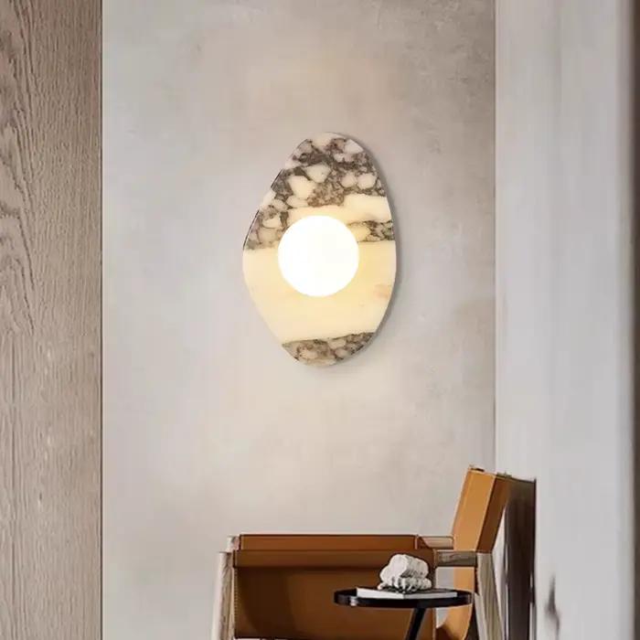 Lampe murale Led créative en marbre, décoration intérieure de maison, appliques murales en pierre naturelle pour salon, chambre à coucher, applique de chevet, lampe d'allée