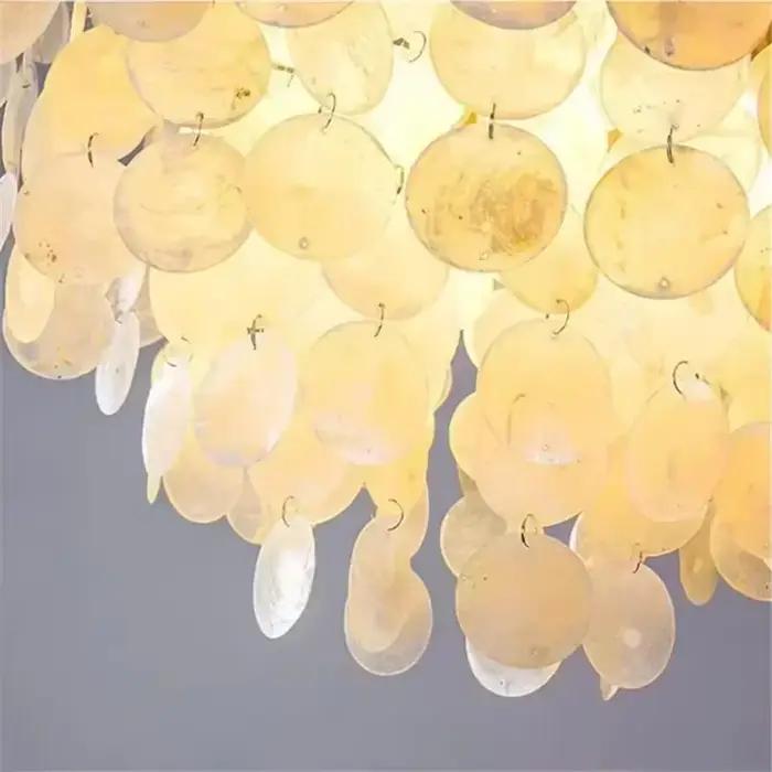 Capiz-Plafonnier LED en Forme de Coquille Chromé localité, Luminaire Décoratif d'Nik, Idéal pour un Salon, un Restaurant, un Hôtel ou une Salle à Manger