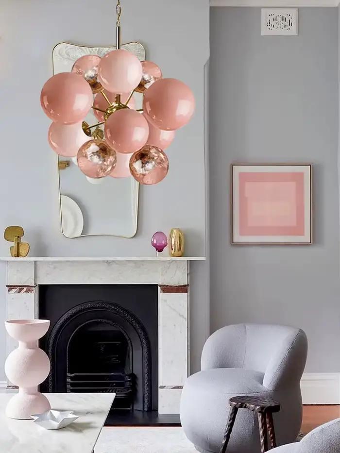 Bolles roses Blast Art lustre en verre Design moderne luminaire LED Design européen Villa Foyer salon plafond déco