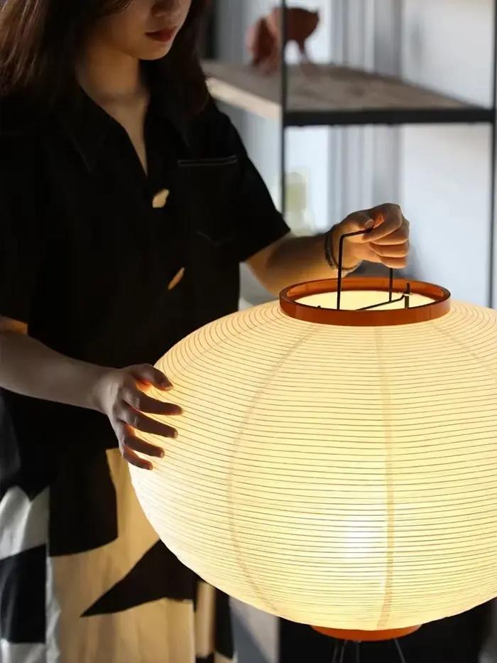 Noguchi Akari lampadaire en papier de riz japonais Wabi Sabi Vintage lampe sur pied pour chambre salon chevet classique décor à la maison