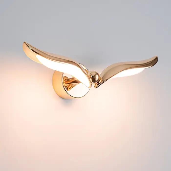 Lampe murale LED créative en forme de mouette dorée pour chambre à coucher salon nordique élégance moderne à offrir