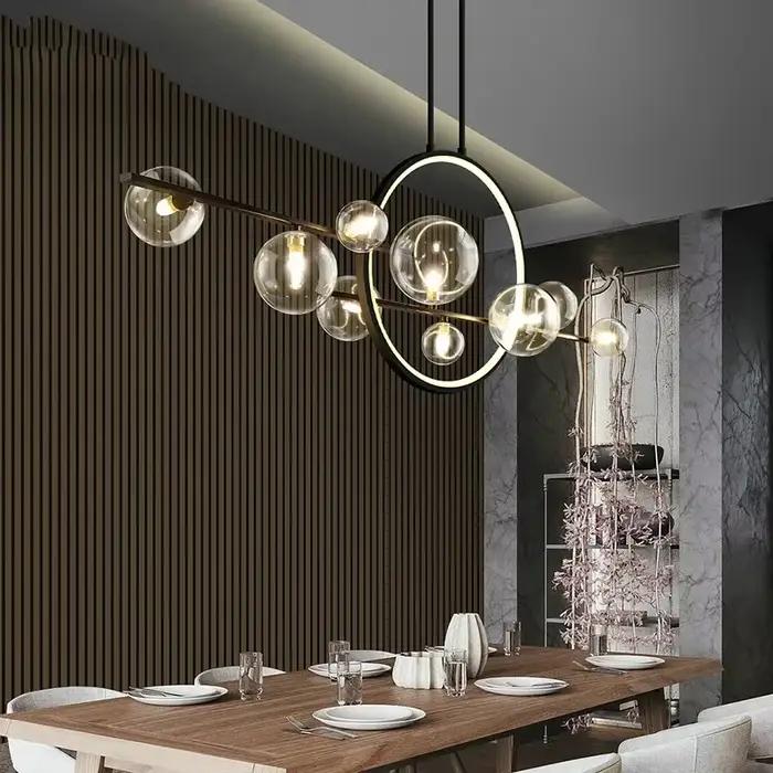 Lustre en verre nordique Suspension plafond Suspension lampe suspendue salon salle à manger cuisine île