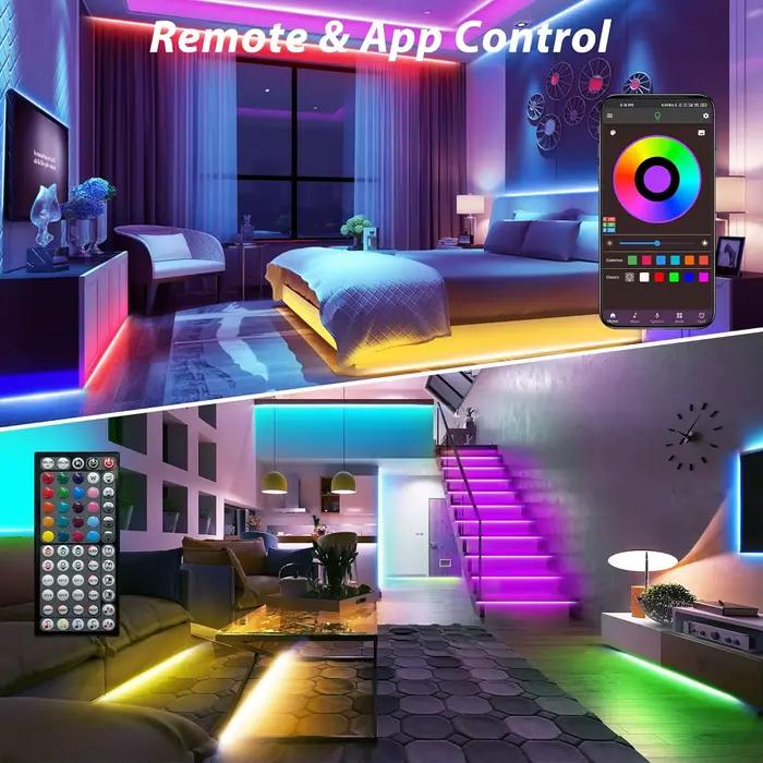 Ruban LED avec télécommande 44 touches, 1m, 5m, 10m, 20m, bande LED RGB pour mur, chambre, décoration de fête, rétroéclairage TV