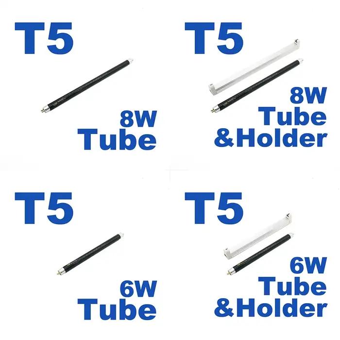 Lampe noire à ultraviolets T8, 4W, 6W, 8W, T5, BLB, 10W, 15W, lampe de détection UVA, poignées d'argent, tube de vérification protected, lampe à polymériser GEL UV 365nm