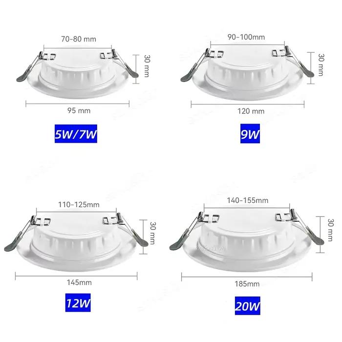 Spot Lumineux LED Circulaire Encastrable pour le Plafond, Éclairage d'Nik, 5/7/9/12/20W, 220V, 10 Pièces/Lot