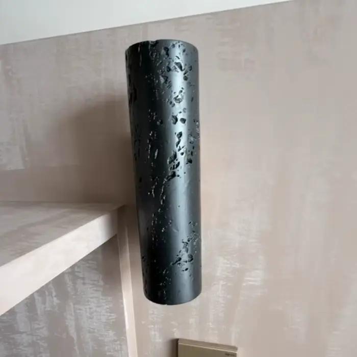 Applique murale en pierre naturelle travertin noire, avec ampoule E27, pour chambre à coucher, salon, couloir