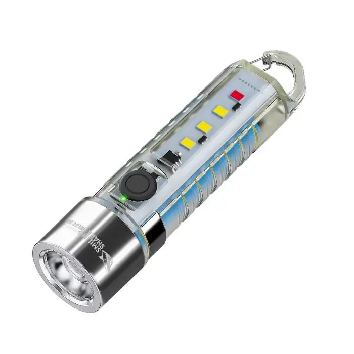Smile Shark – Mini lampe de poche LED Rechargeable, lumière forte, porte-clés multifonctionnel Super lumineux, avertissement extérieur pour la maison, nouvelle collection