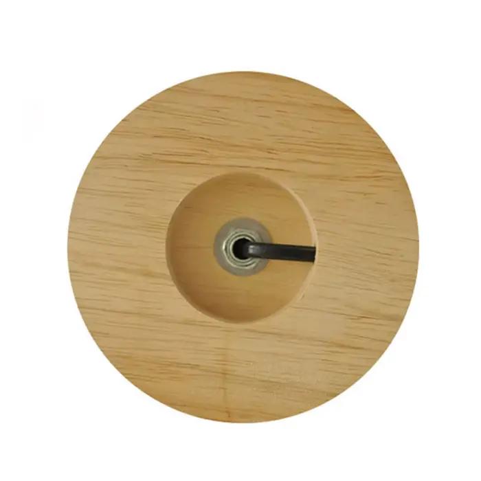 Support de lampe de table en bois massif circulaire avec interrupteur marche/arrêt sur cordon, support de lampe de chevet E27 à brancher pour l'éclairage domestique