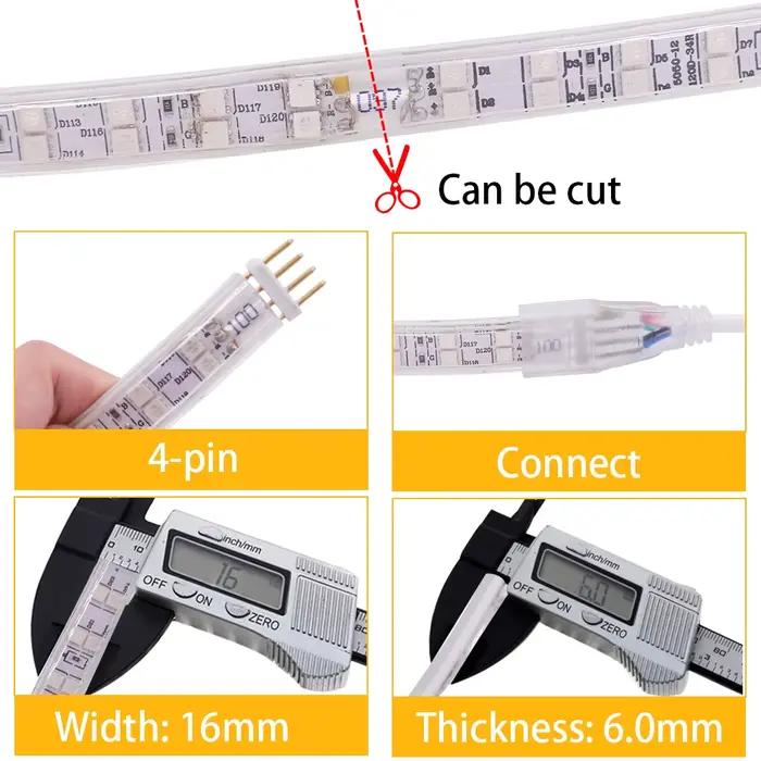 Bande lumineuse Flexible à 60/220 LED avec télécommande, rvb, 120 V, étanche, ruban extérieur, IP65, pour décoration de la maison