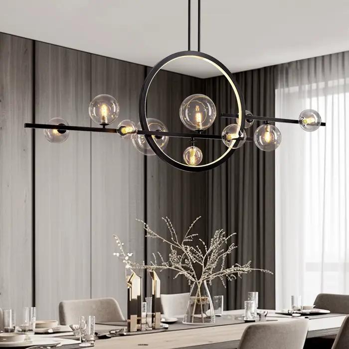 Lustre en verre nordique Suspension plafond Suspension lampe suspendue salon salle à manger cuisine île