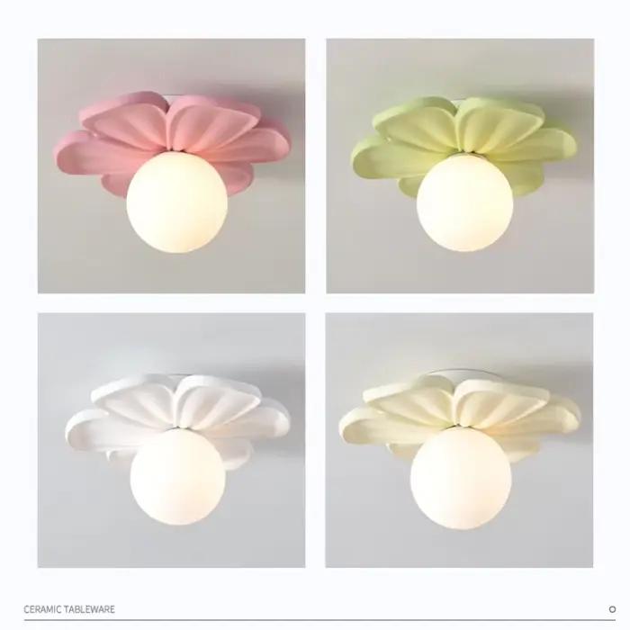 Crème vert pétales plafonnier couloir allée balcon porche escalier plafonnier applique murale résine fleur mur lmap décor intérieur