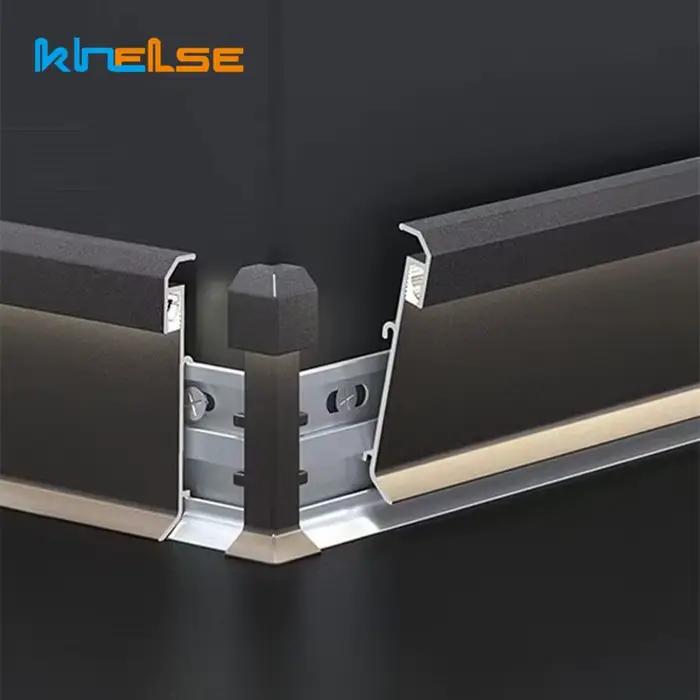 H60/80mm mince LED plinthe ligne Simple profil en aluminium sol plinthe bande lumière métal mur plinthe coin lampe linéaire