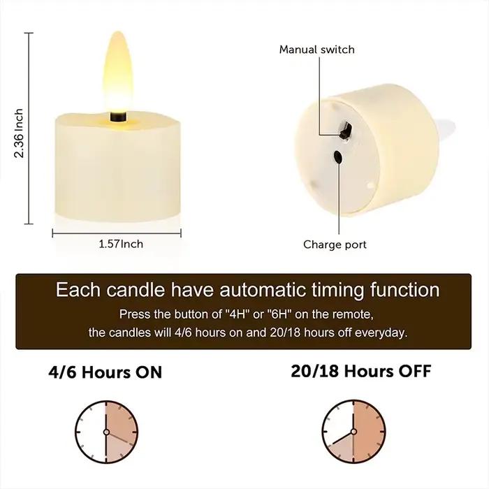 Bougies chauffe-plat LED rechargeables sans flamme, 6/12/18/24 pièces, décoration de maison, lampe électronique scintillante, cadeau pour la maison