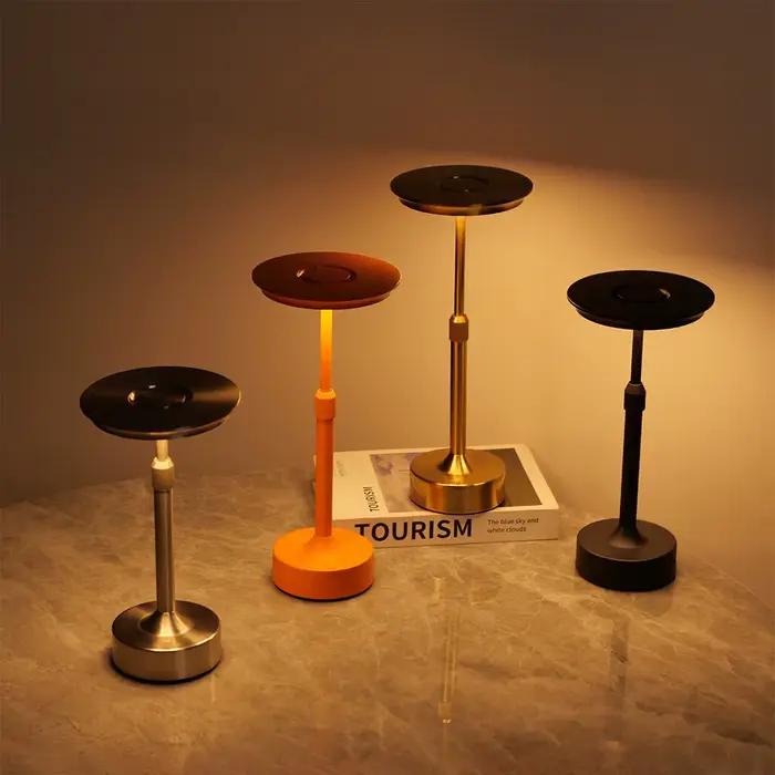 Lampe de table tactile rechargeable en alliage d'aluminium, lampe décorative télescopique, veilleuse LED à gradation infinie, lampe d'ambiance de chevet