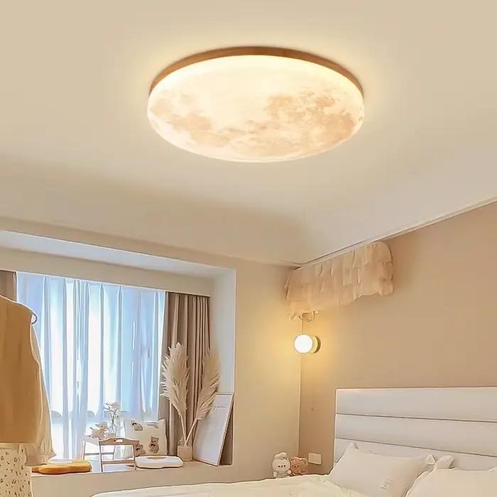 Moon – plafonnier Led en bois massif, luminaire d'intérieur, luminaire décoratif de plafond, idéal pour une chambre à coucher, un salon, une salle à manger, 12/24/36W