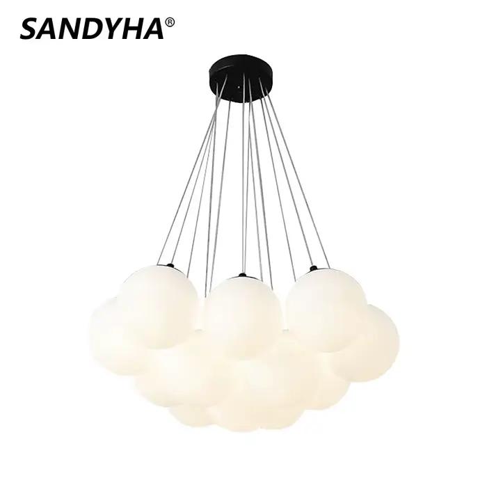 SANDYHA Moderne Boule de Verre Abat-Jour Pendentif Lampe Suspension De Cuisine Éclairage Intérieur Salle À Manger Salon Chambre Décoration De La Maison