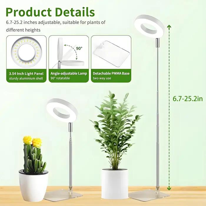 Lampe de culture LED à spectre complet pour plantes solaires d'intérieur, avec hauteur réglable, minuterie 3/9/12H, gradation à 10 niveaux pour jardin