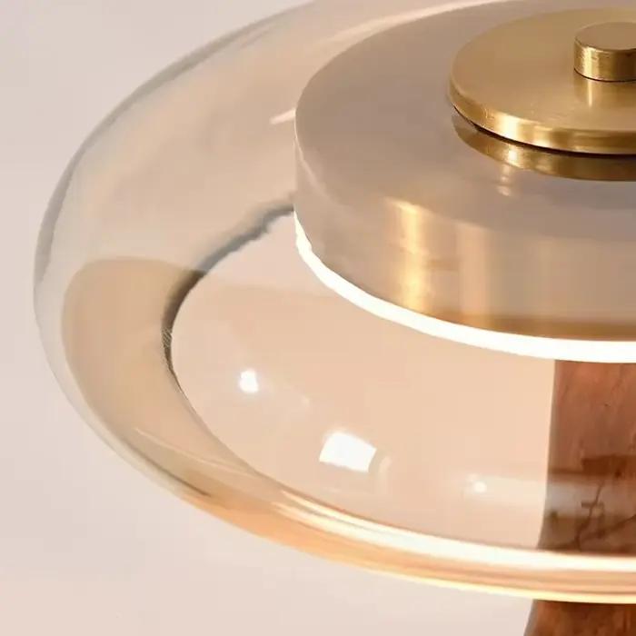 Lampe de table en bois et verre de style rétro élégante pour chambre salon bureau d'études et hôtel ```