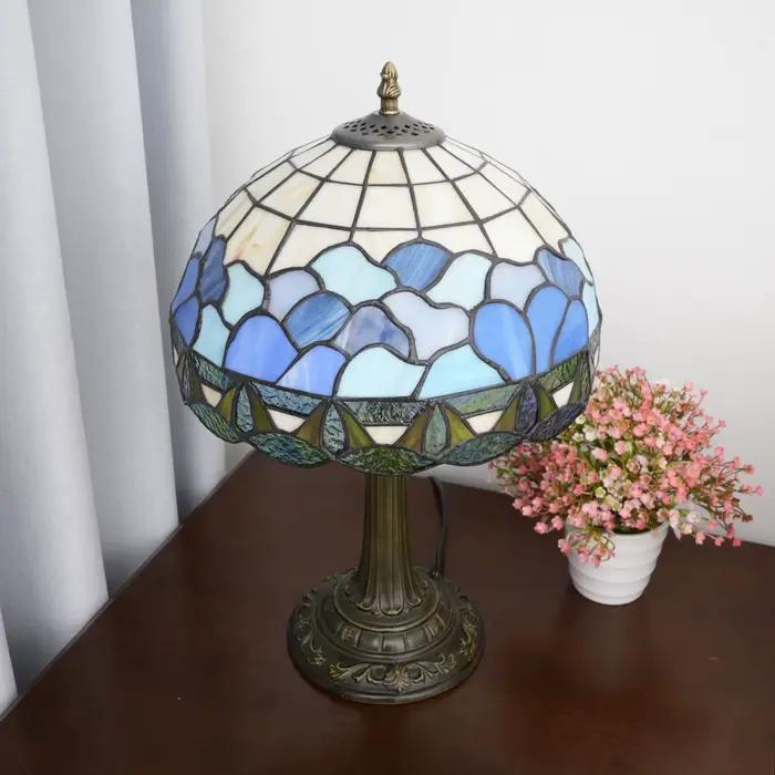 Lampe de table en verre teinté de 12 pouces avec abat-jour en forme de coquille d'abeille, éclairage décoratif pour la maison, le bureau, les lampes de bureau