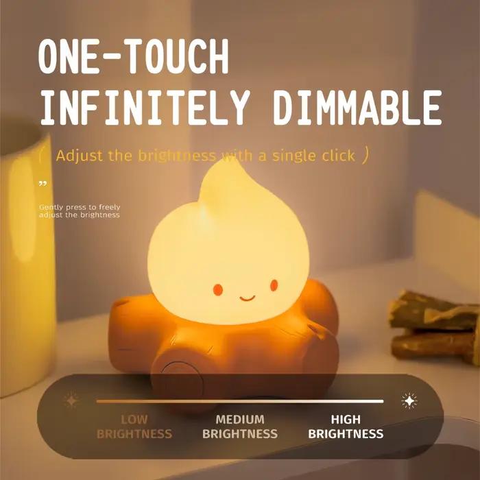 Feu de camp veilleuse mignon en Silicone souple lampe de sécurité décorations synchronisation réglable décor de chevet enfants bébés cadeaux d'halloween