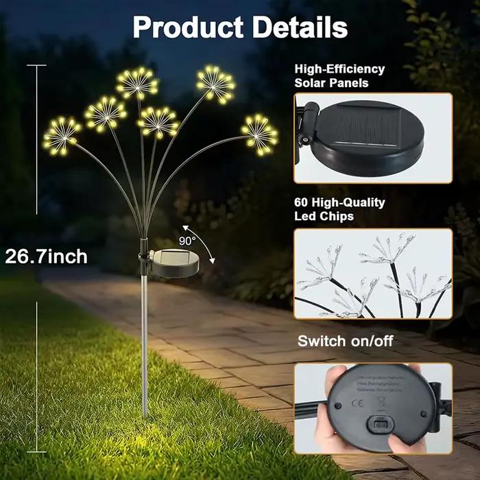 Lampe solaire en étoile éclatante moderne pour chemin de jardin avec contrôle de lumière et détection automatique occasions spéciales