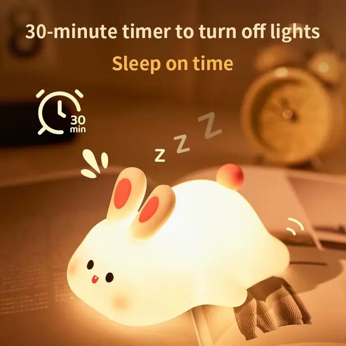 Mignon dessin animé LED veilleuses lapin Silicone lampe USB Rechargeable synchronisation chevet dormir nuit lampe pour chambre décor enfants cadeau