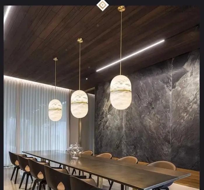 Lustre LED moderne en marbre et acier inoxydable pour salle à manger, salon, escalier et occasions spéciales