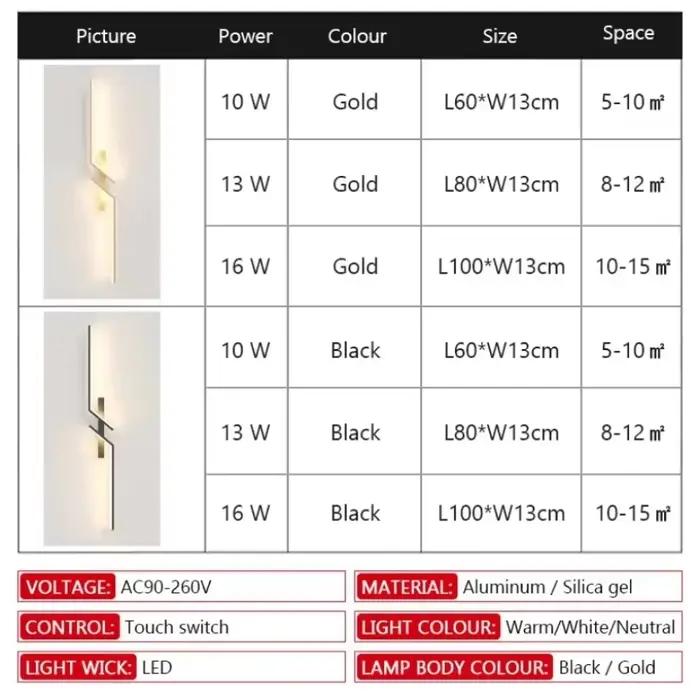 Lampe murale LED moderne avec variateur de lumière à distance pour salon