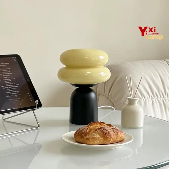 Lampe de table Murano Glass Cloud Stack, lampe de chevet crème, lumière décorative pour chambre à coucher, dortoir et petit appartement chaleureux