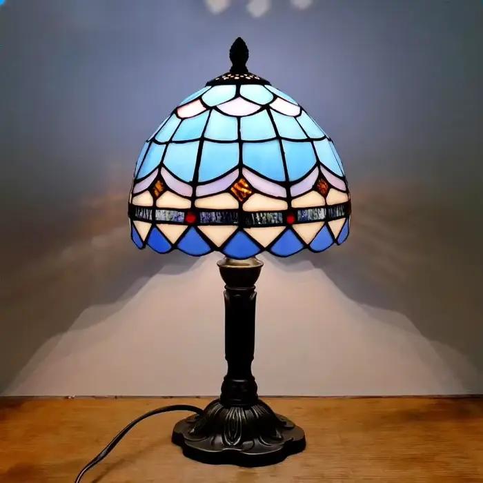 Lampe de Table baroque couleur verre abat-jour Base en résine rétro Style méditerranéen
