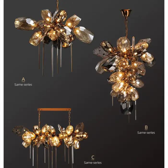 Lustre suspendu en cristal au design artistique, design italien moderne, idéal pour un salon