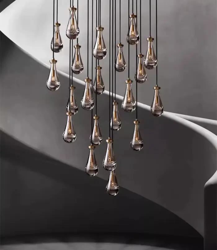 Lampe à suspension moderne en forme de goutte de pluie