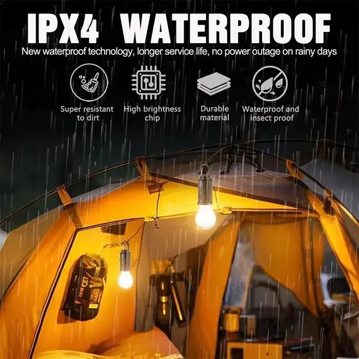 Lampe de camping LED à énergie solaire, lanterne d'éclairage LED à chargement USB, lampe portative étanche 100LM pour barbecue en plein air et camping
